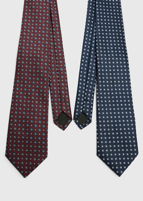 Taylor & Wright 2 Pack Navy/Burgundy Ties - One Size Image 2
