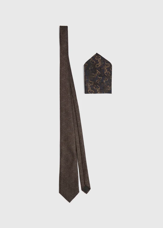 Taylor & Wright Brown Patterned Tie & Pocket Square