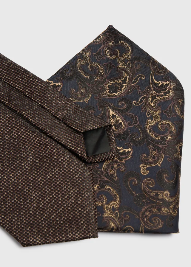Taylor & Wright Brown Patterned Tie & Pocket Square