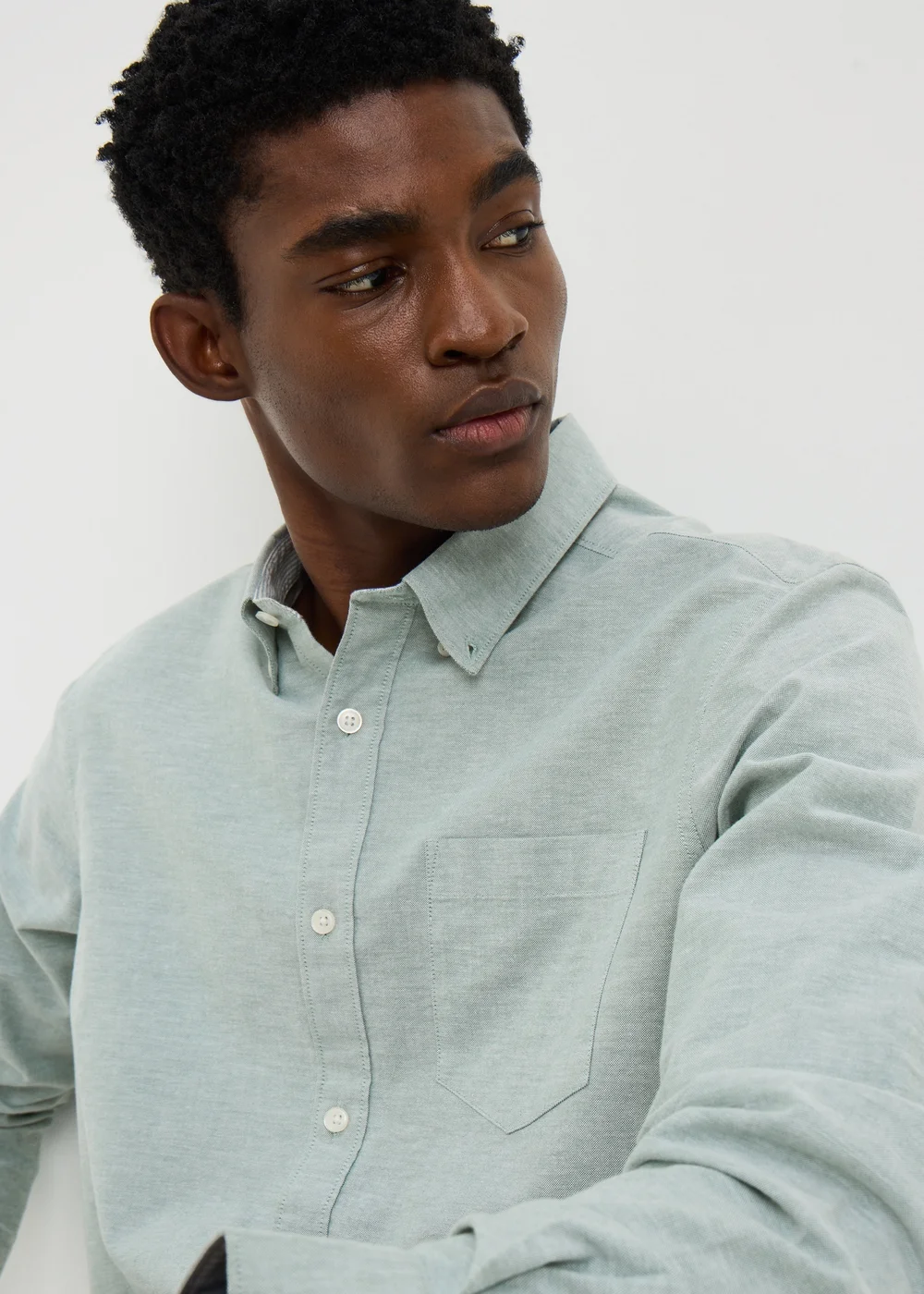 Sage Green Regular Fit Oxford Shirt - 3XL Image 3