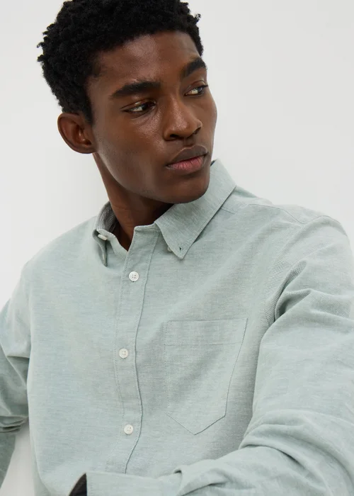 Sage Green Regular Fit Oxford Shirt - 3XL Image 3