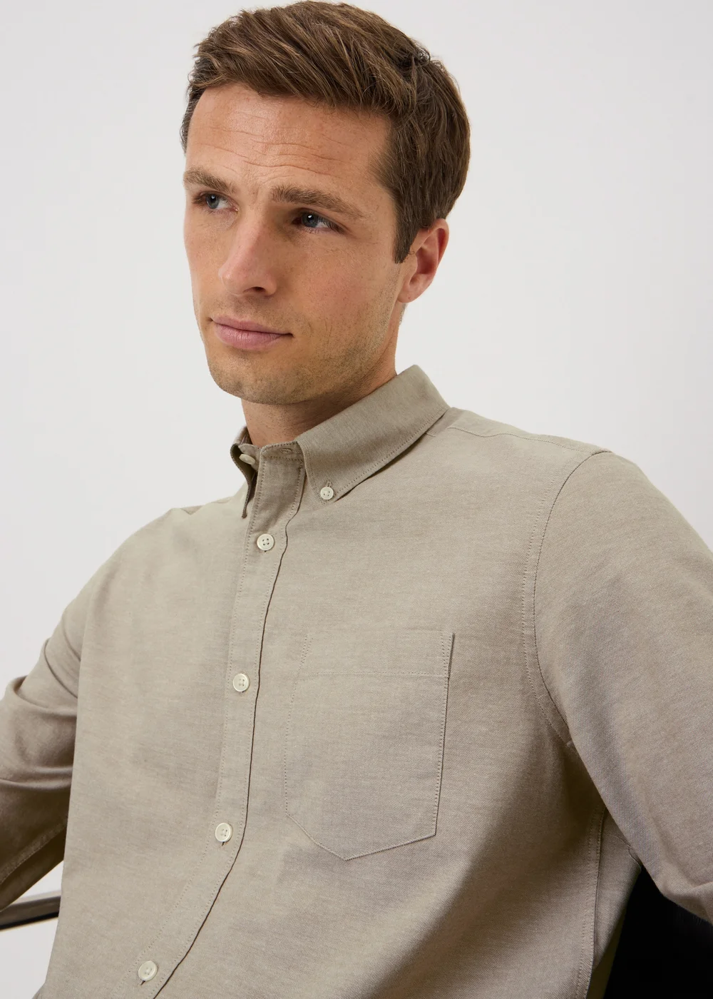 Stone Regular Fit Oxford Shirt - M Image 3