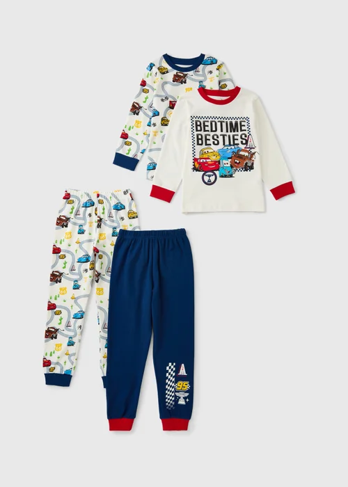 Disney Cars 2 Pack Boys Cream Long Pyjama Sets (1-7yrs) - 1-1.5 Yrs Image 1