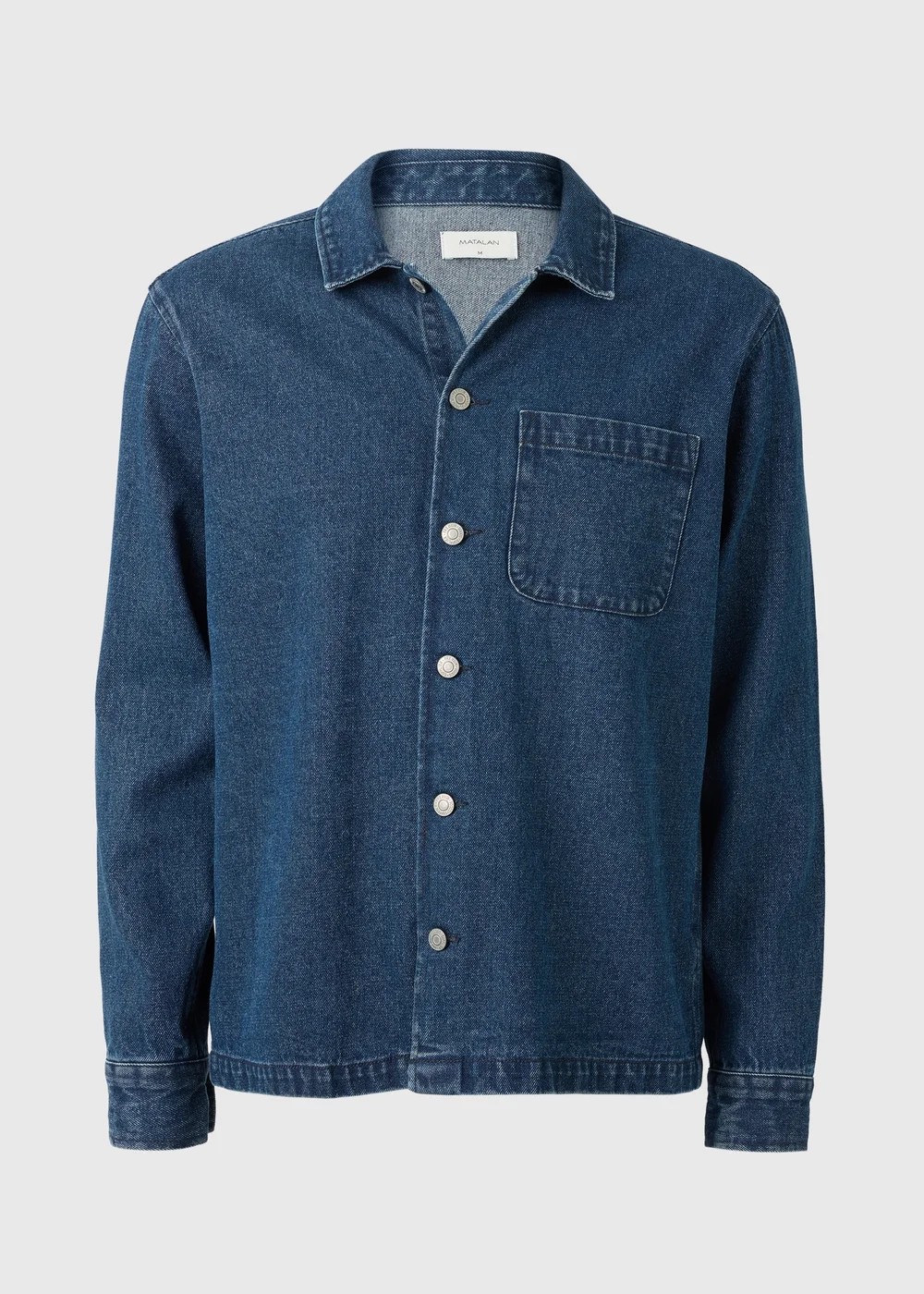 Navy Denim Button Up Shacket - S Image 4