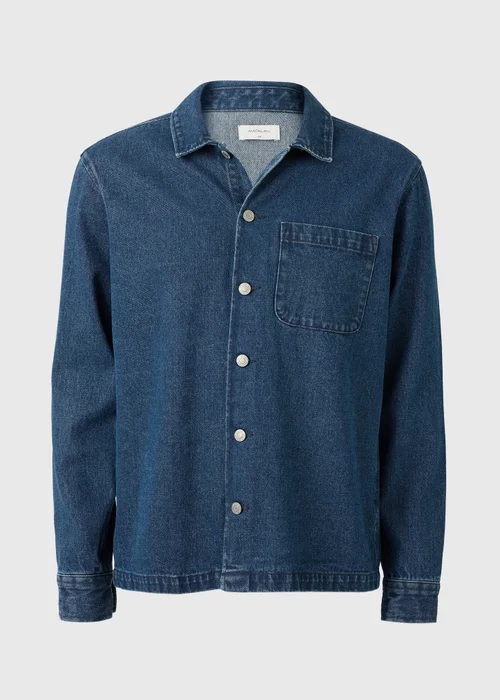 Navy Denim Button Up Shacket - S Image 4