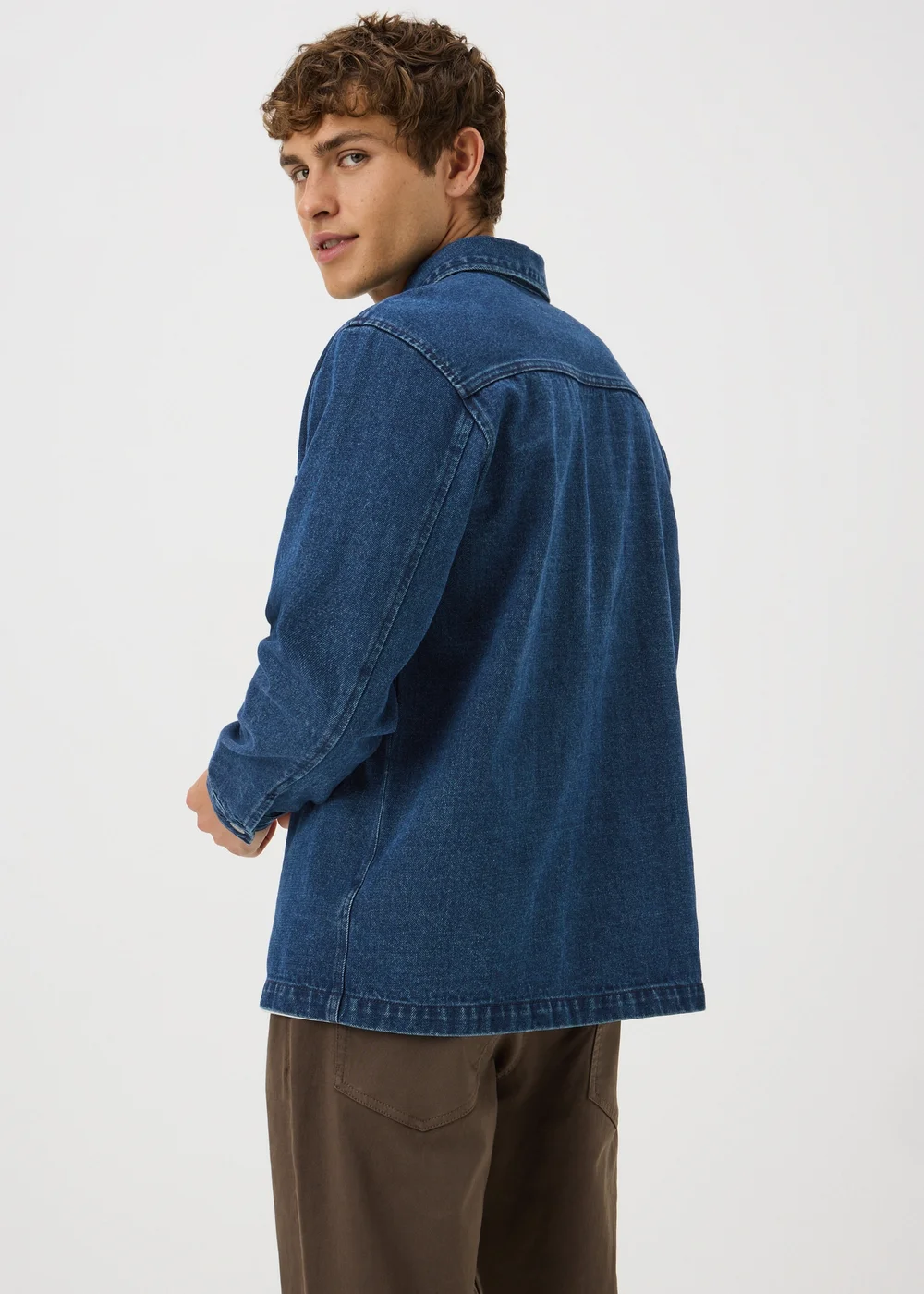 Navy Denim Button Up Shacket - S Image 2