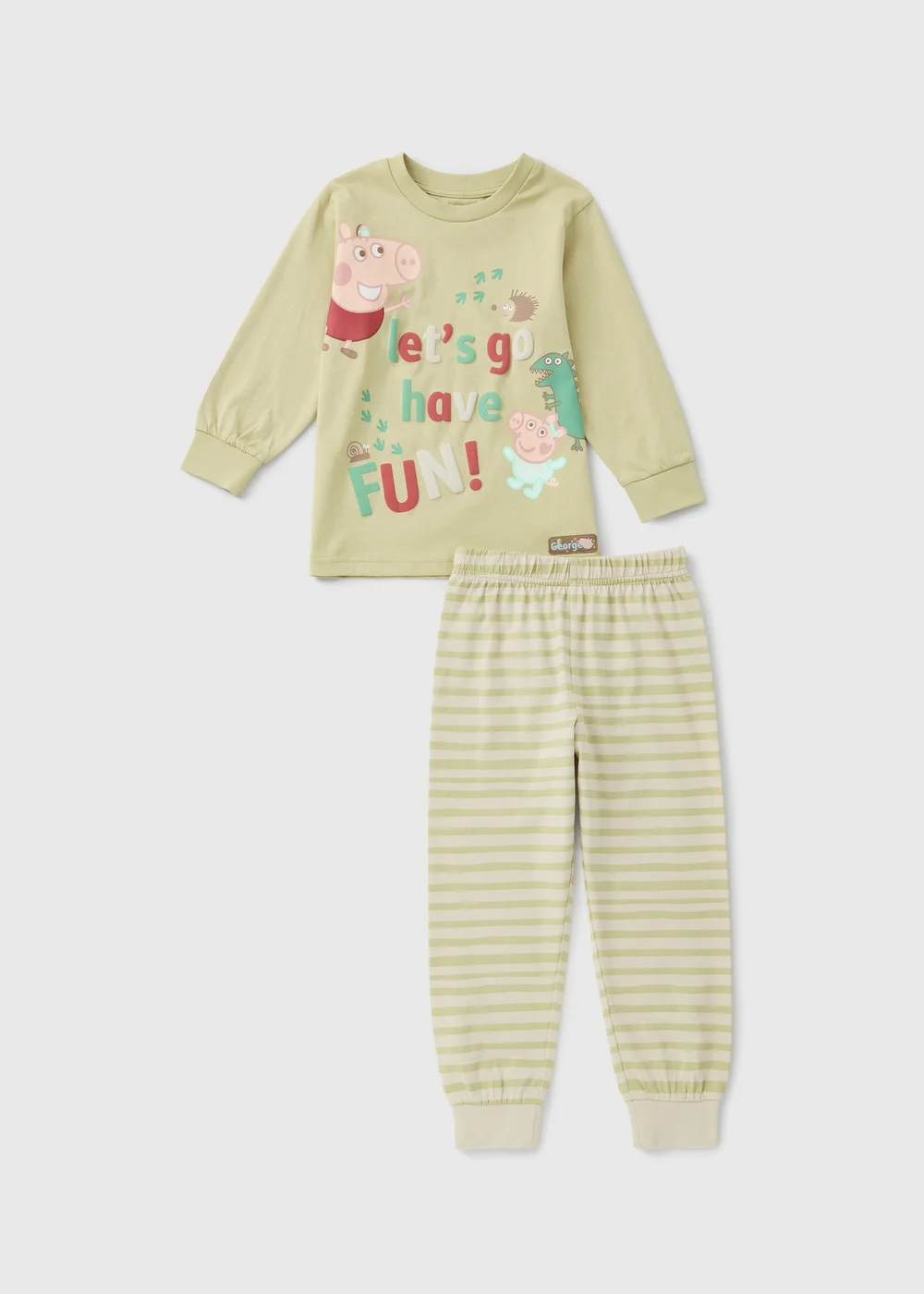 Peppa Pig George Boys Green Long Pyjama Set (1-7yrs) - 1-1.5 Yrs Image 1