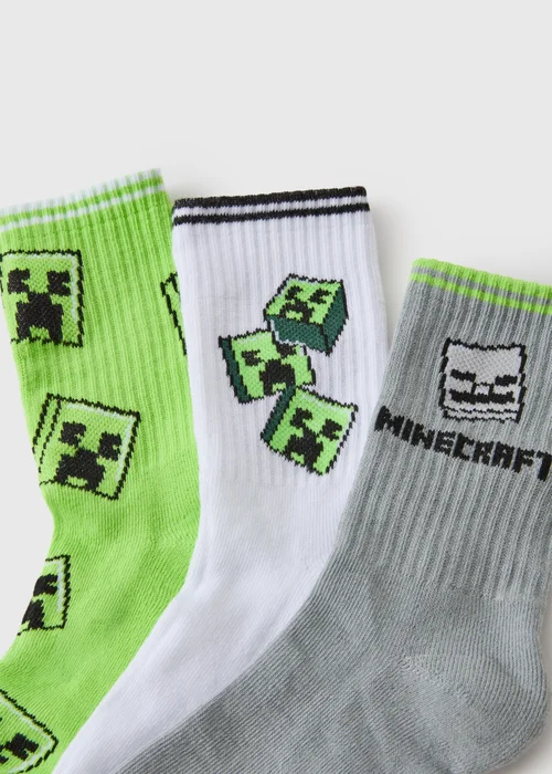 3 Pack Minecraft Multicolour Socks (Younger 12.5-Older 12) - 9-12 Image 2