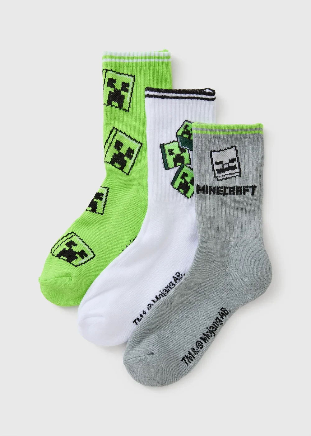 3 Pack Minecraft Multicolour Socks (Younger 12.5-Older 12) - 9-12 Image 1