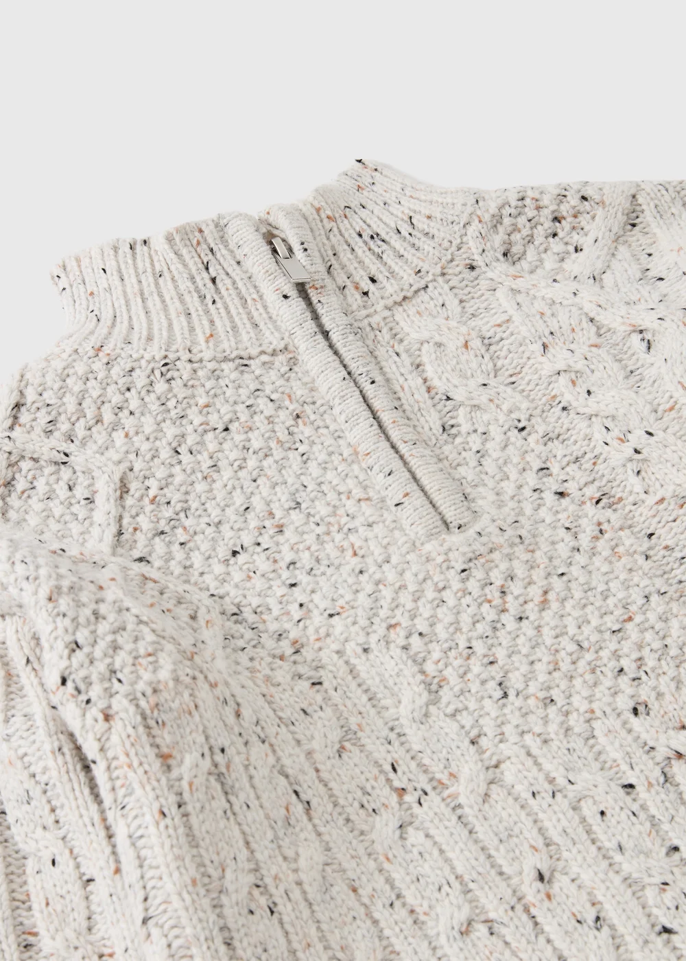 Boys' Cream Speckled Cable-Knit Half-Zip Jumper (1-8 Yrs) - 1-1.5 Yrs Image 2