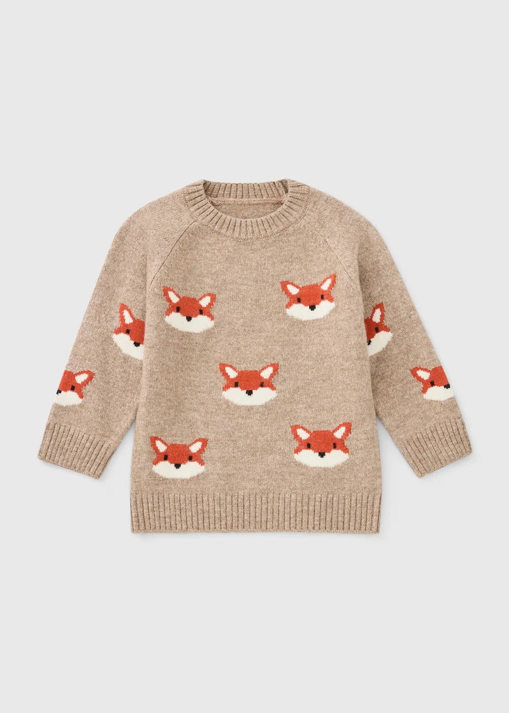 Boys Beige Fox Autumn Knitted Jumper (1-8yrs) - 1-1.5 Yrs Image 1