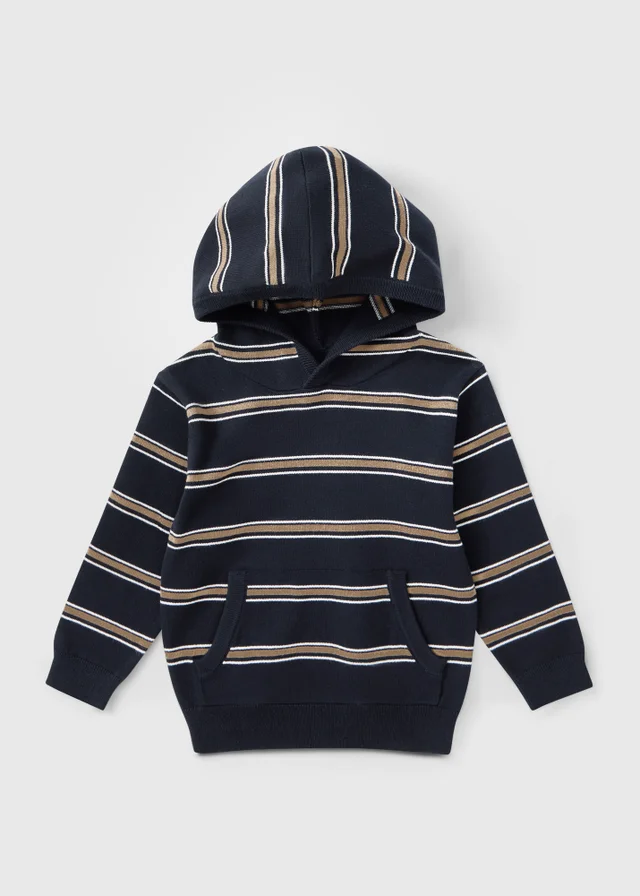 Boys Navy Fine Knit Hoodie (1-8yrs)