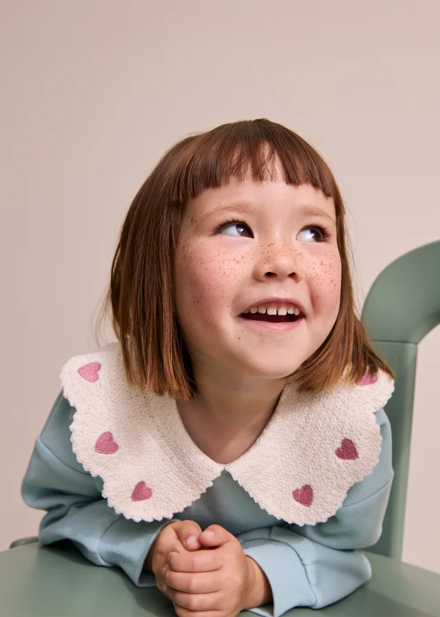 Girls Sage Green Collar Sweatshirt (1-8yrs)