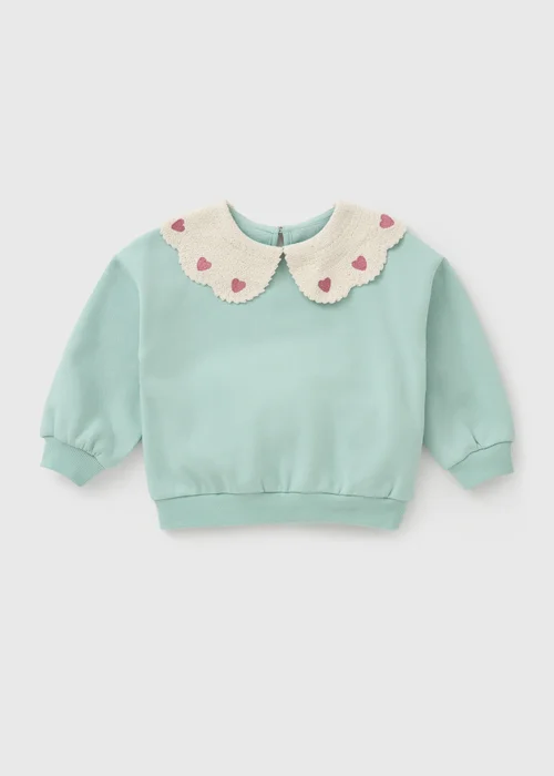 Girls Sage Green Collar Sweatshirt (1-8yrs) - 1.5-2 Yrs Image 1