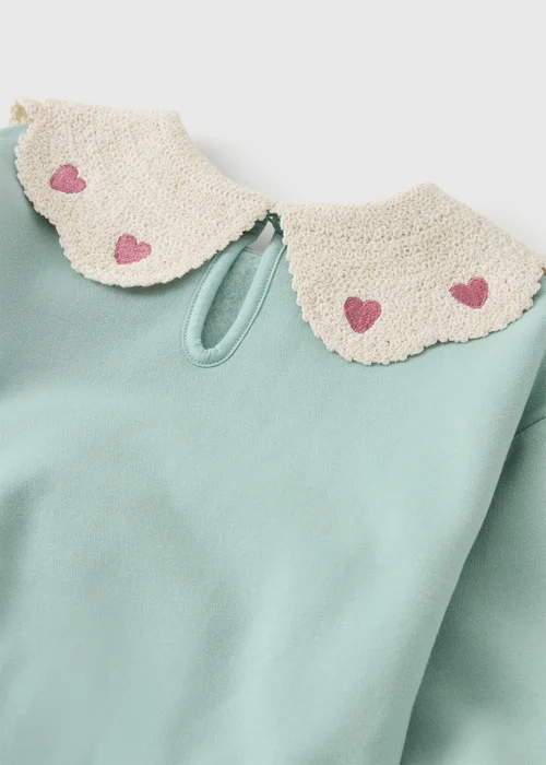 Girls Sage Green Collar Sweatshirt (1-8yrs) - 1.5-2 Yrs Image 3