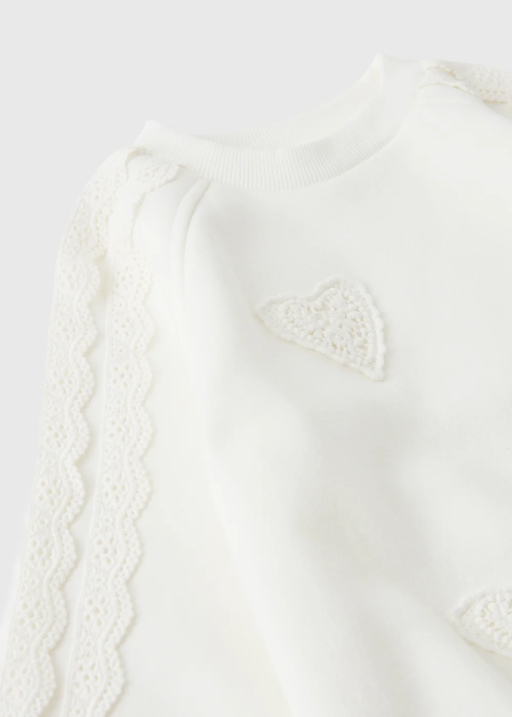 Girls Cream Lace Embroidered Sweatshirt (1-8yrs) - 1-1.5 Yrs Image 2