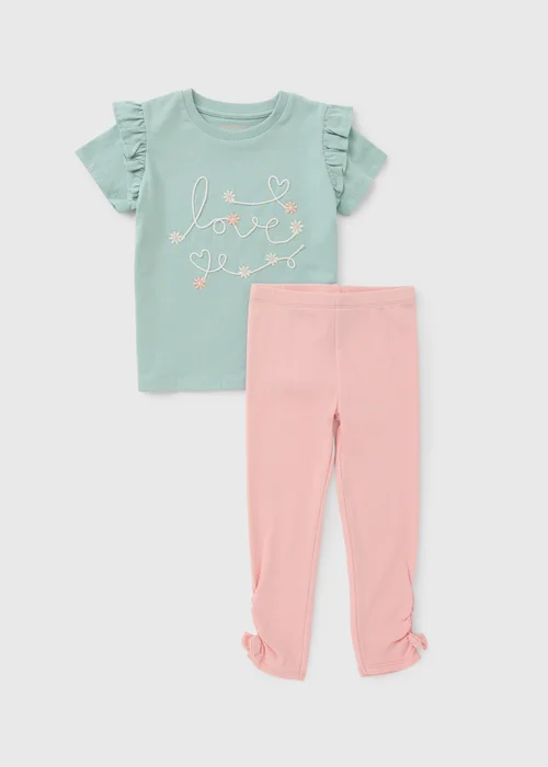 Girls Pink Rope Daisy Top & Legging Set (1-8yrs) - 1-1.5 Yrs Image 1