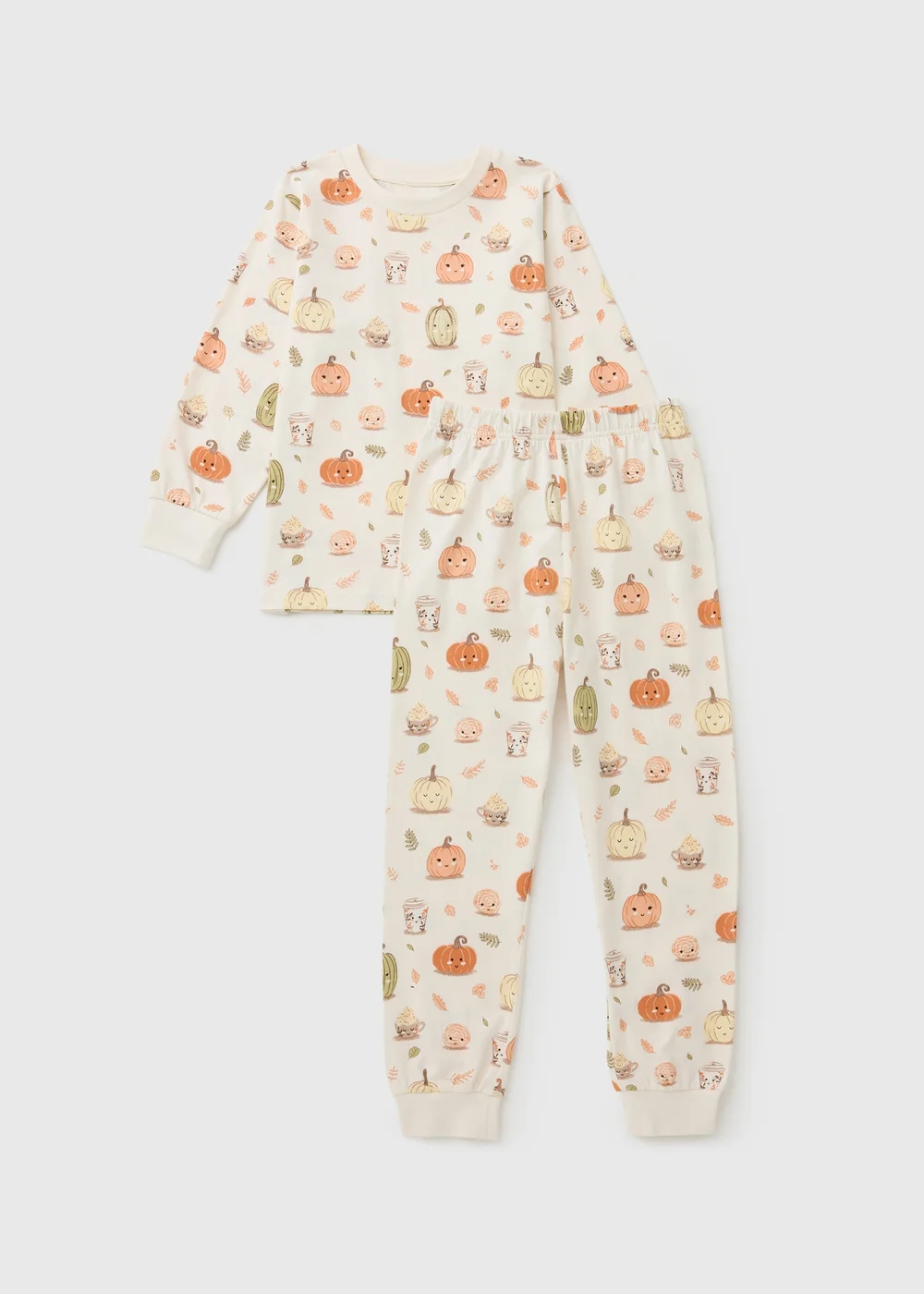 Kids Oatmeal Pumpkin Pyjamas (1-7 Yrs) - 1-1.5 Yrs Image 1
