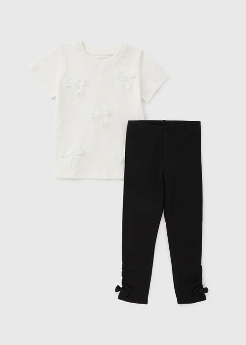 Girls Black Tulle Bow Top & Legging Set (1-8yrs) - 1 to 1 half years Image 1