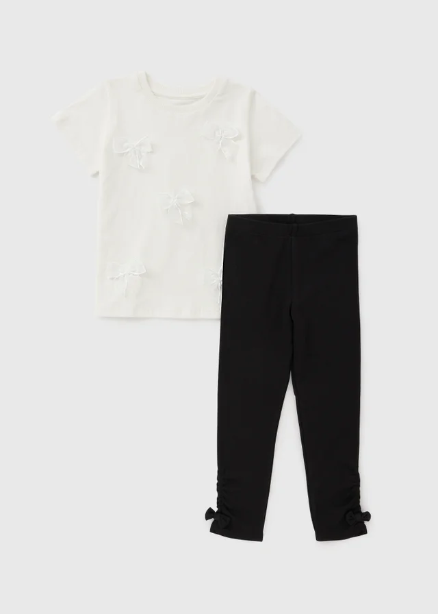 Girls Black Tulle Bow Top & Legging Set (1-8yrs)