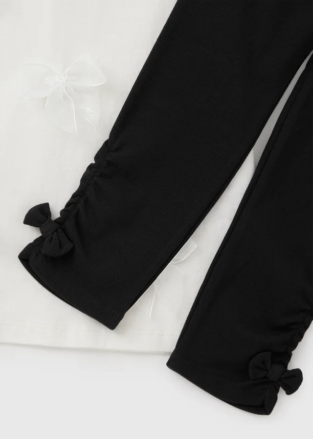 Girls Black Tulle Bow Top & Legging Set (1-8yrs)
