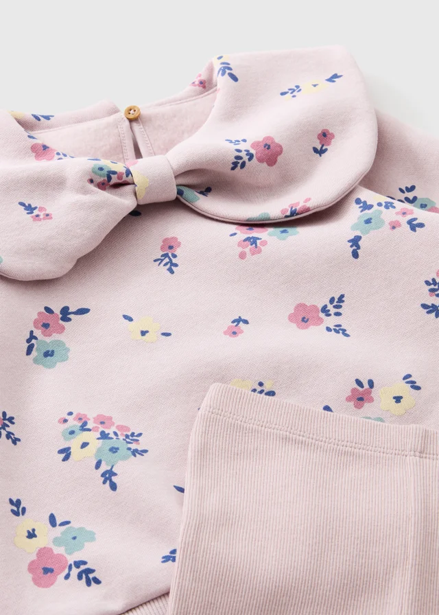 Girls Pink Floral Sweatshirt & Legging Set (1-8yrs)