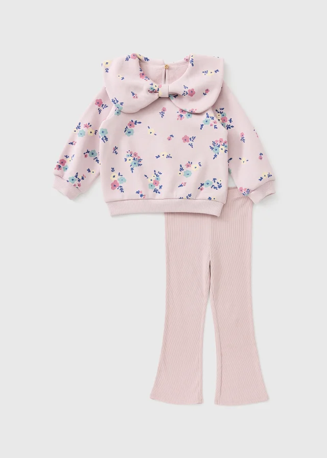 Girls Pink Floral Sweatshirt & Legging Set (1-8yrs)