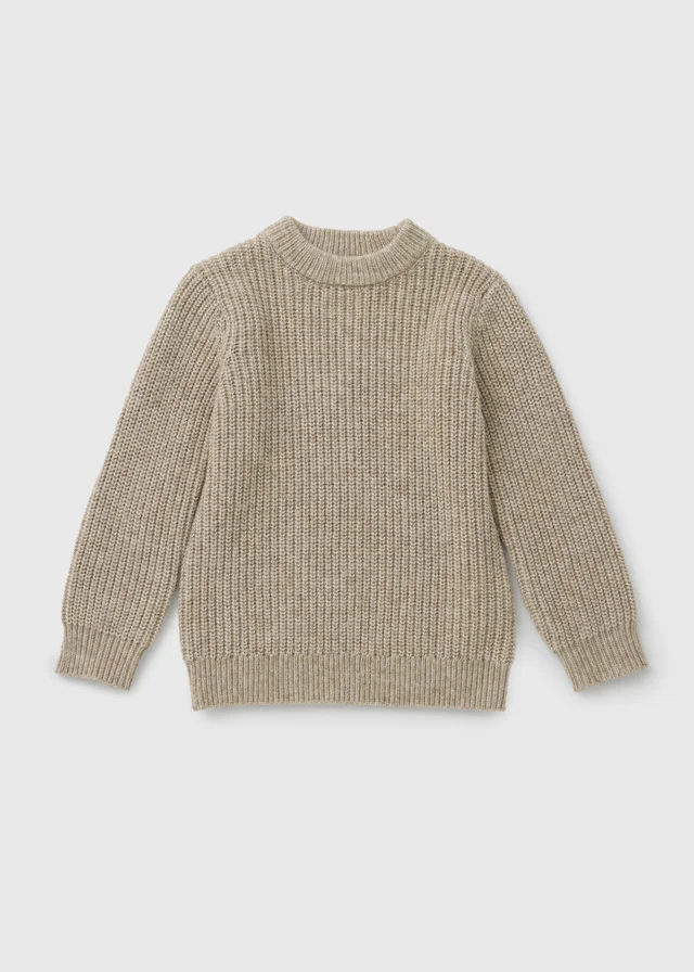 Boys Oatmeal Fisherman Knitted Jumper (1-8yrs)