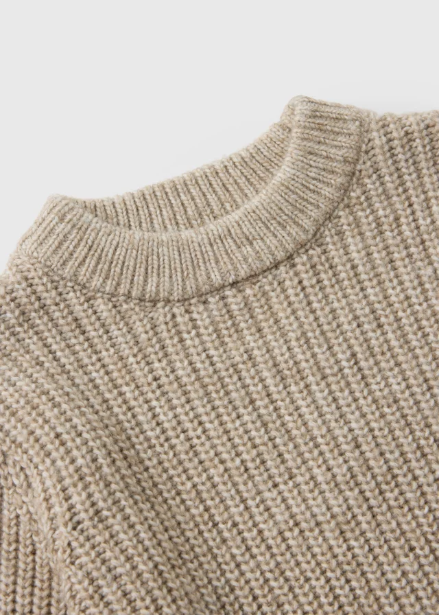 Boys Oatmeal Fisherman Knitted Jumper (1-8yrs)