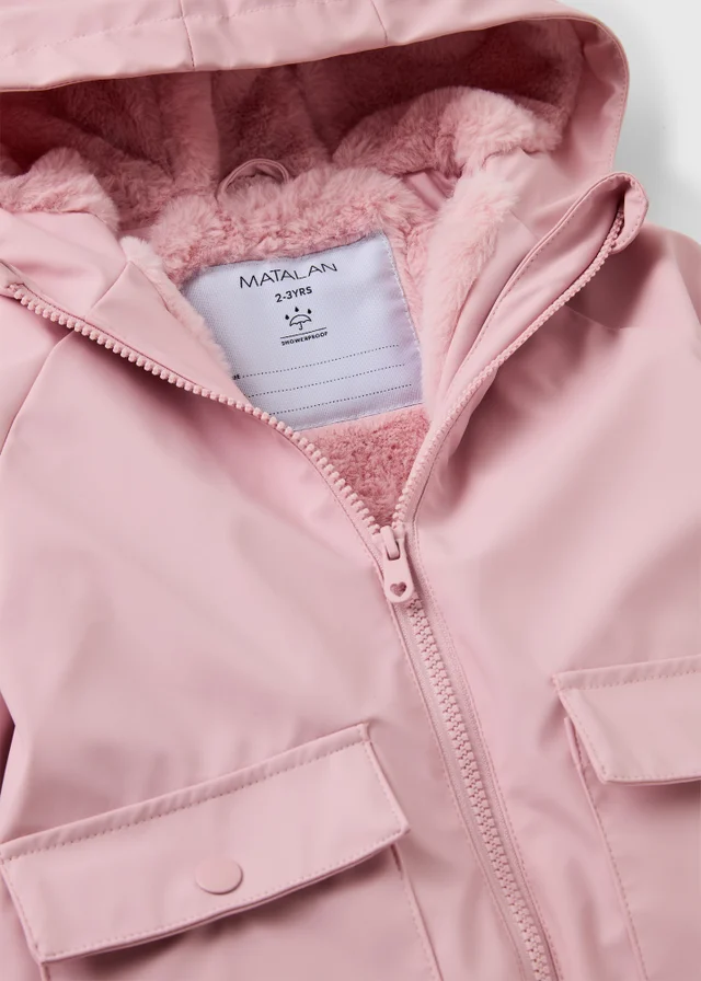 Girls Pink Faux Fur Lined Coat (1-8yrs)