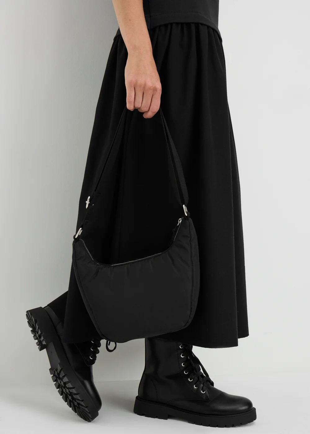 Black Nylon Moon Crossbody Bag - One Size Image 1