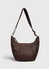 Chocolate Brown Nylon Moon Crossbody Bag - One Size Image 1