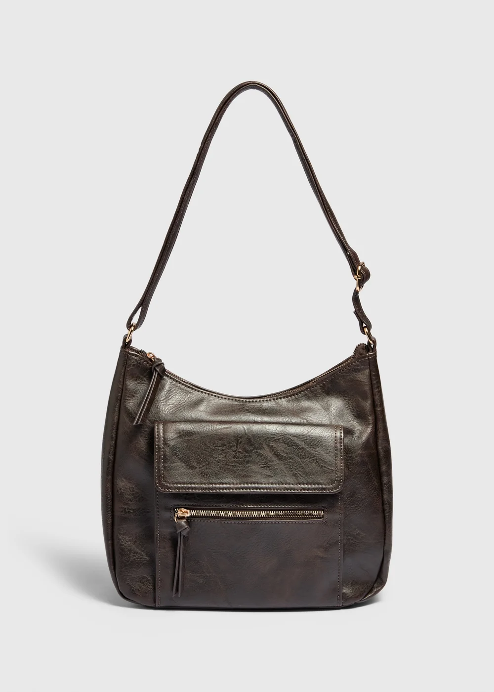 Chocolate Brown Slouch Bag - One Size Image 1