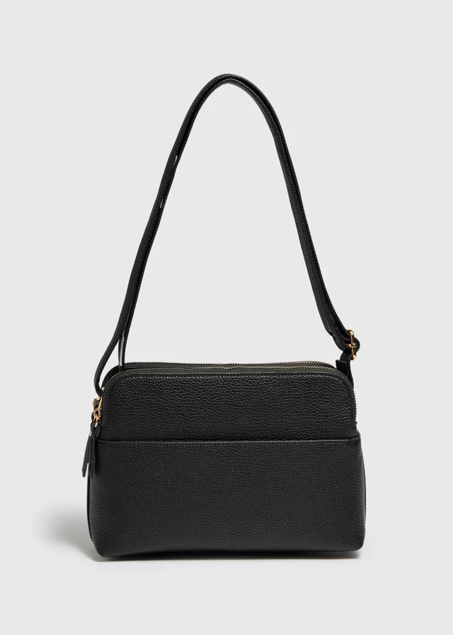 Black Triple Compartment Crossbody Bag
