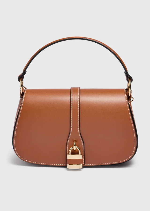 Tan Padlock Crossbody Bag