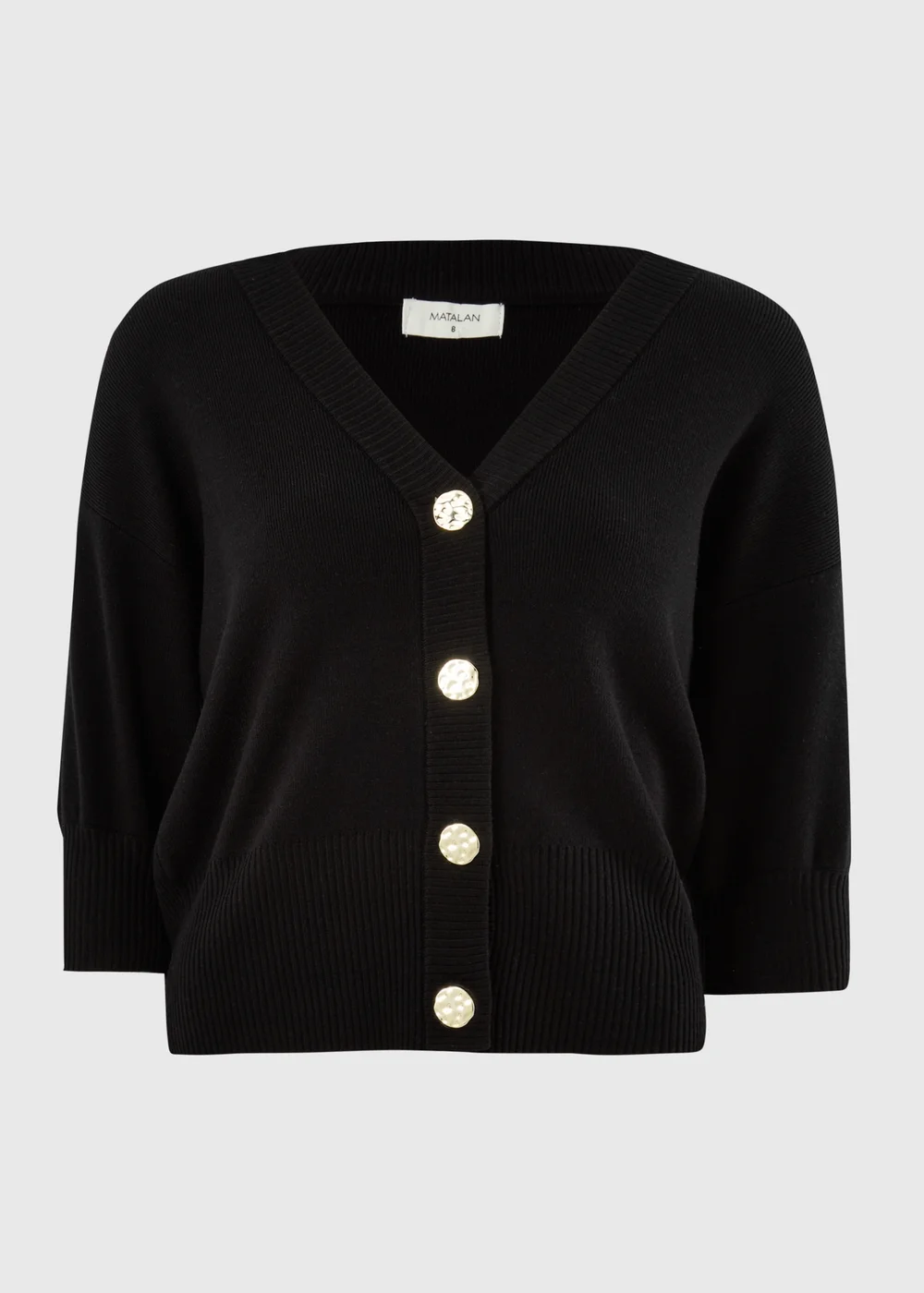 Black Button Short Sleeve Cardigan - 8 Image 4
