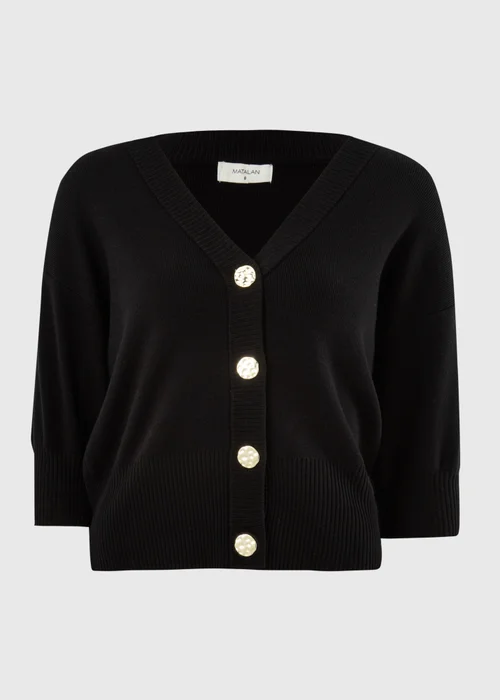 Black Button Short Sleeve Cardigan - 8 Image 4