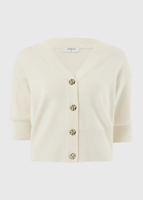 Ivory Button Short Sleeve Cardigan - 8 Image 3