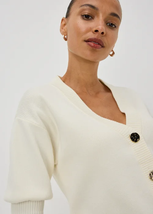 Ivory Button Short Sleeve Cardigan - 8 Image 1