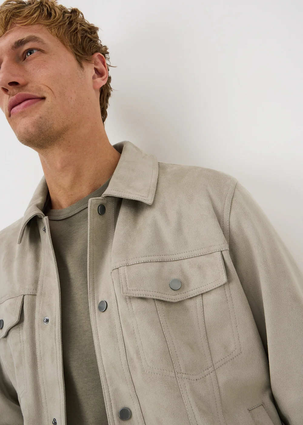 Cream Faux Suede Trucker Jacket - XS Image 3