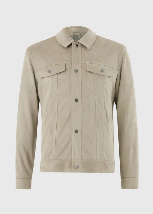 Cream Faux Suede Trucker Jacket - XS Image 4