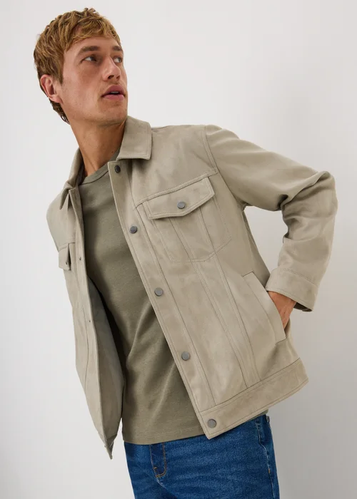 Cream Faux Suede Trucker Jacket - XS Image 1