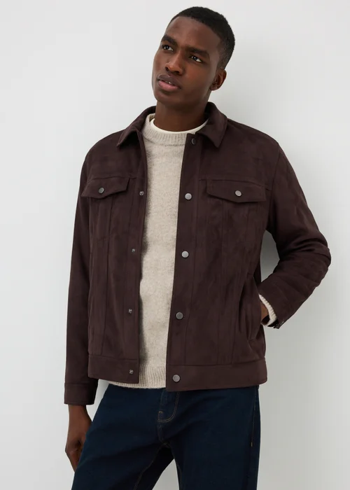 Brown Faux Suede Trucker Jacket - XS Image 1