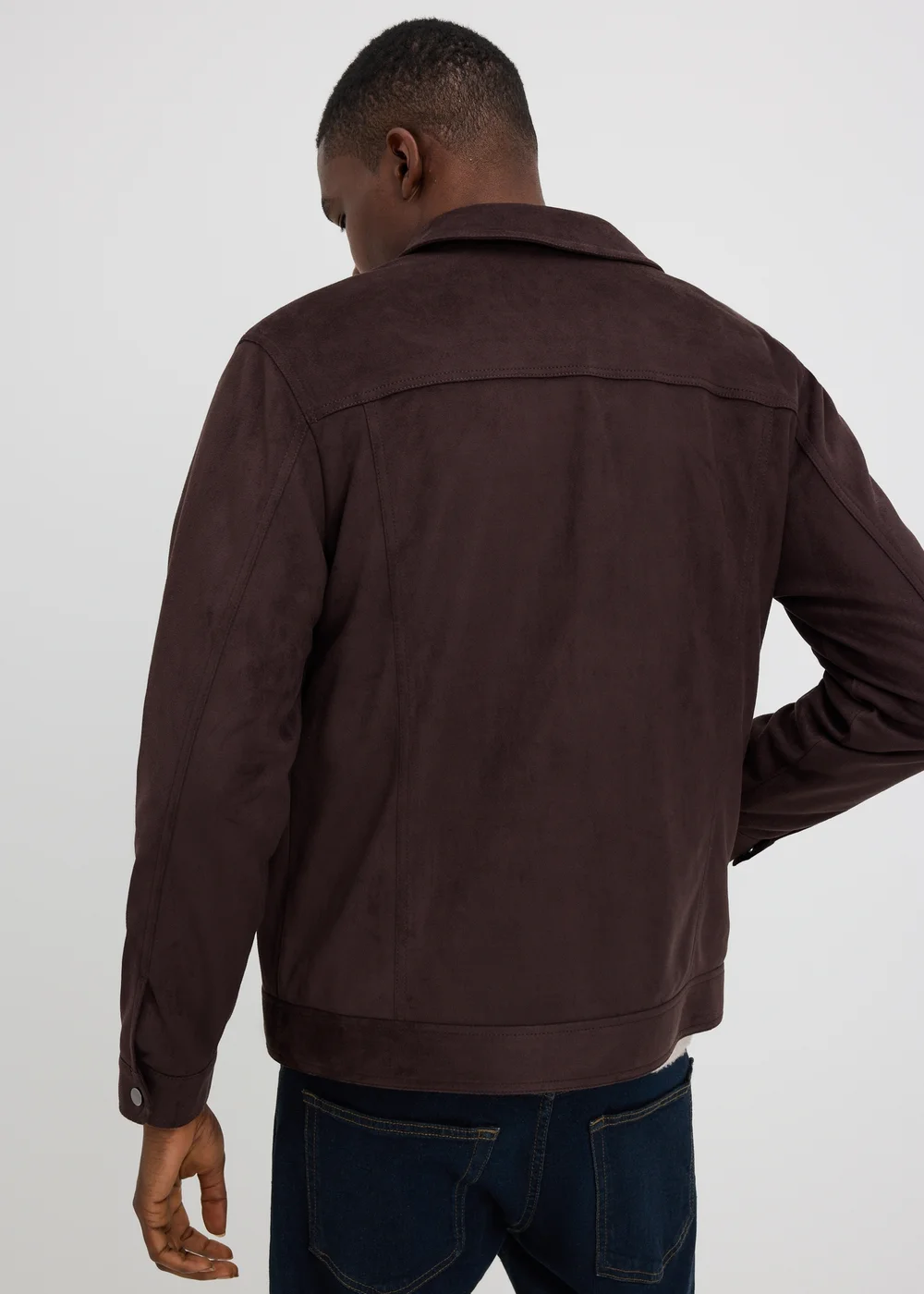 Brown Faux Suede Trucker Jacket - XS Image 2