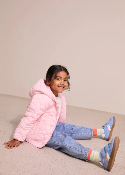 Girls Pink Quilted Heart Coat (1-8yrs) - 4-5 Yrs Image 2