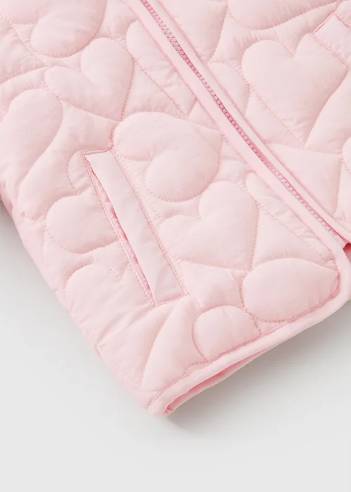 Girls Pink Quilted Heart Coat (1-8yrs) - 4-5 Yrs Image 3