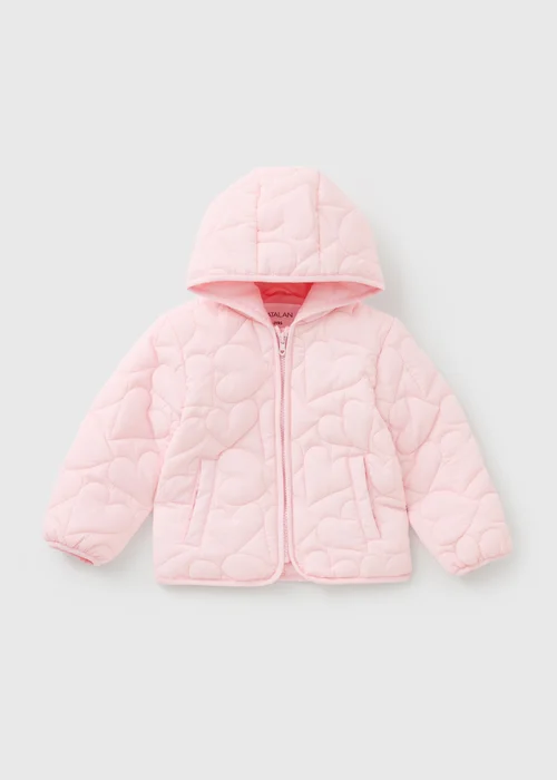 Girls Pink Quilted Heart Coat (1-8yrs) - 4-5 Yrs Image 1