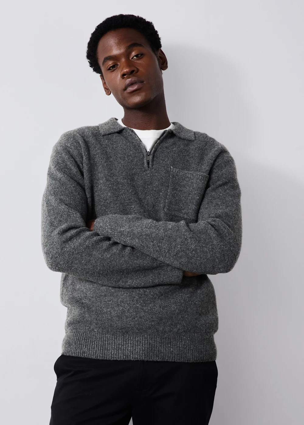 Charcoal Cosy Zip Jumper - S Image 1