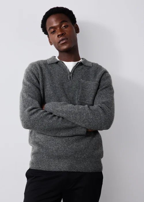Charcoal Cosy Zip Jumper - S Image 1