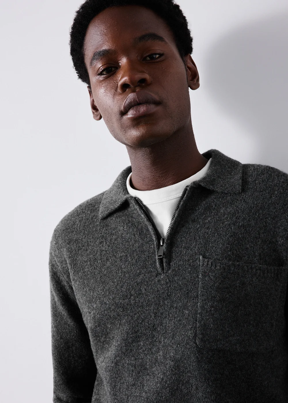 Charcoal Cosy Quarter Zip Jumper - S Image 3